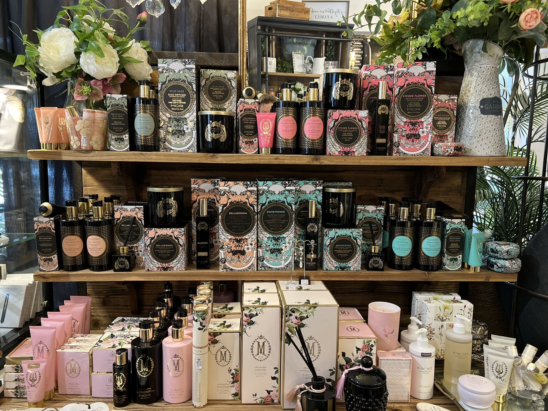 The full range of Mor products, hand cream, perfurme, diffusers and body wash - all smell beautiful