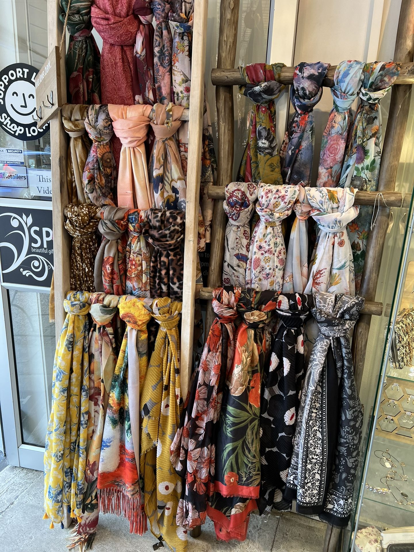 wall of scarves